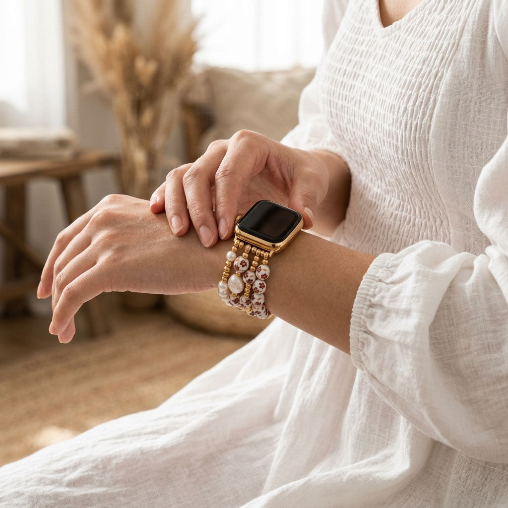 Porcelain-Garten-Herbstblüten-Armband für die Apple Watch