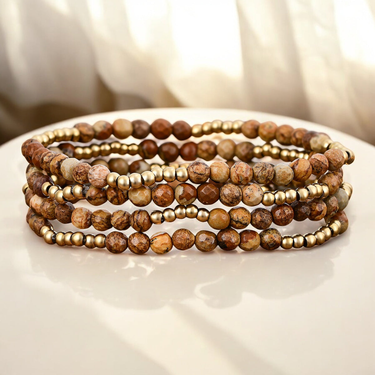 Golden Earth Jasper Armband Set