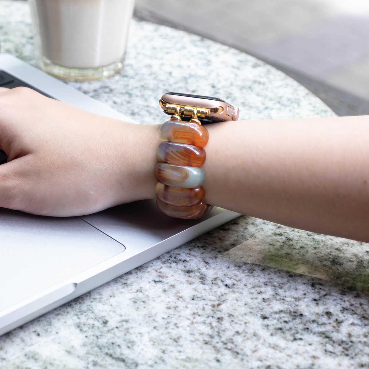 Golden Dusk Achat Stretch Apple Watch Armband