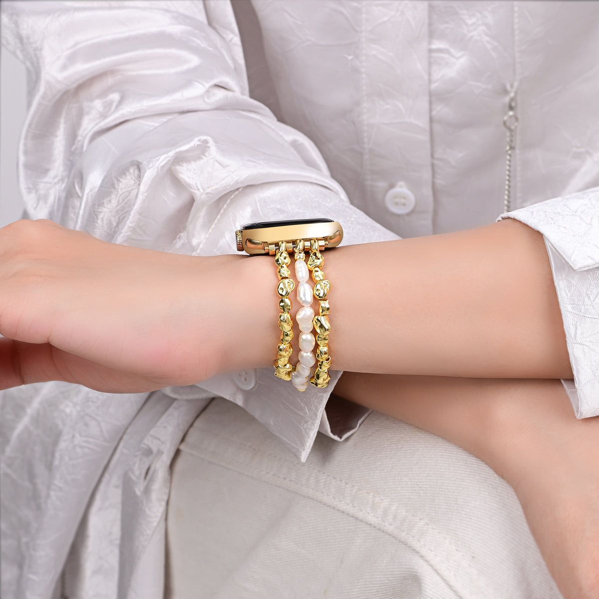 Golden Pearl Stretch Apple Watch Armband