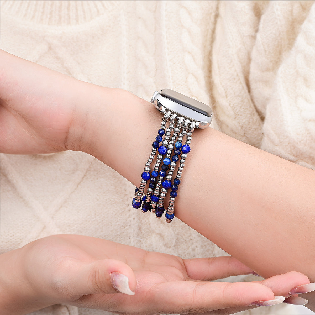 Azure Serenity Silver Stretch Apple Watch Armband