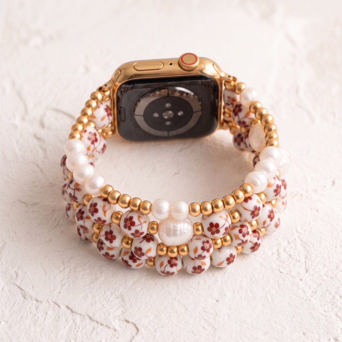 Porcelain-Garten-Herbstblüten-Armband für die Apple Watch