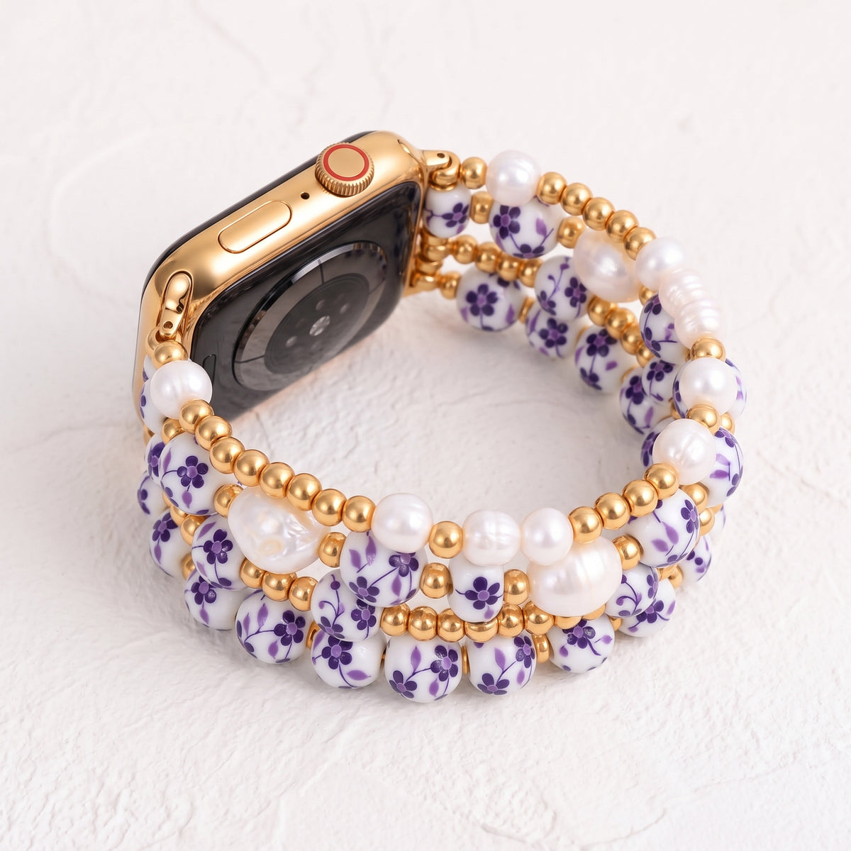 Porcelain-Garten-Veilchenblüten-Armband für die Apple Watch