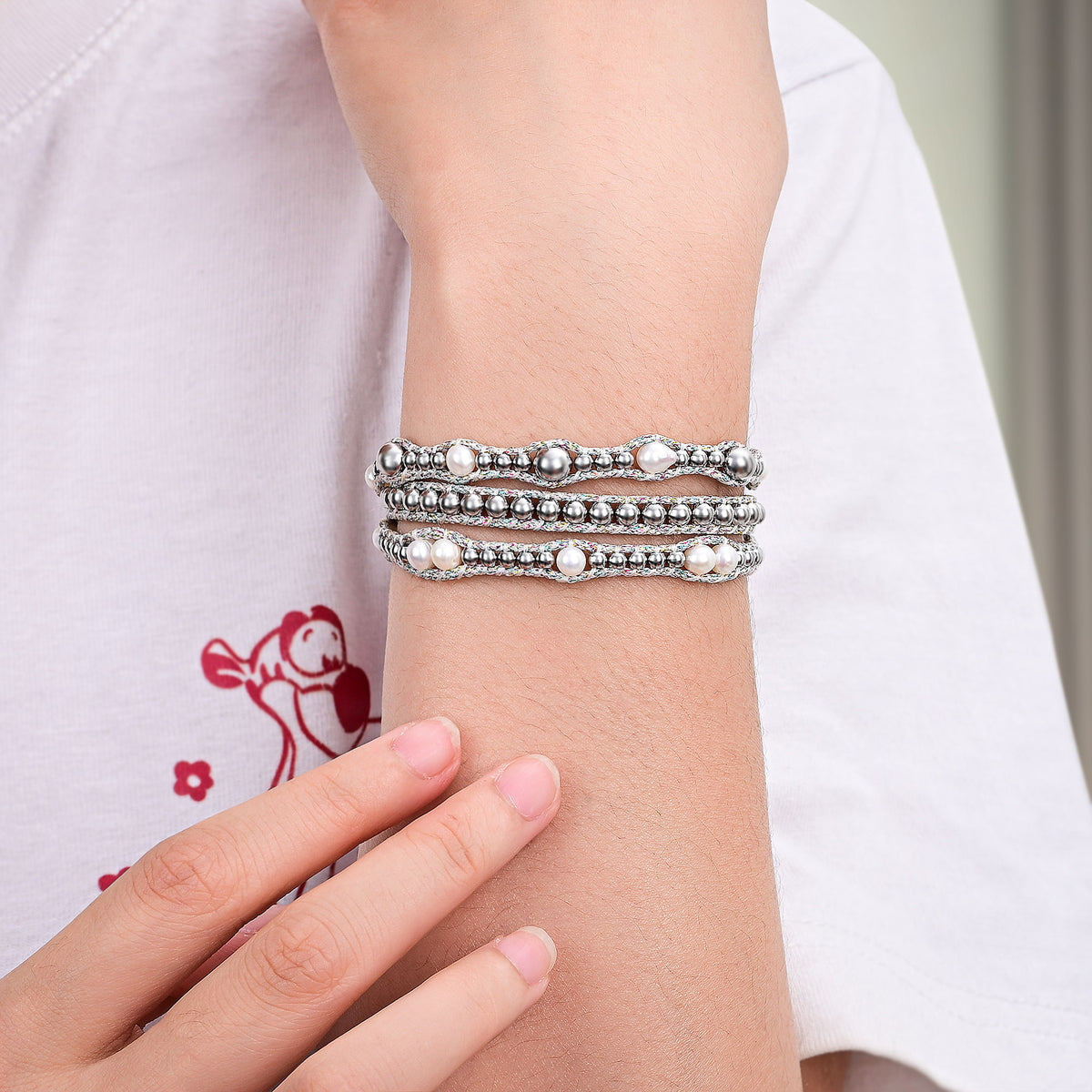 Glänzendes Perlen-Schutzwickelarmband