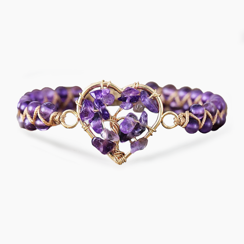 Amethyst Herz Baum des Lebens Armband