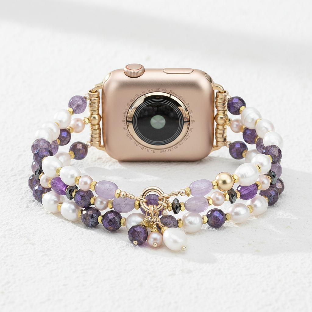 Amethyst Perlenbüschel Dehnbares Apple Watch Armband