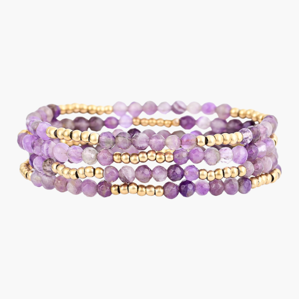Golden Violet Amethyst Armband Set
