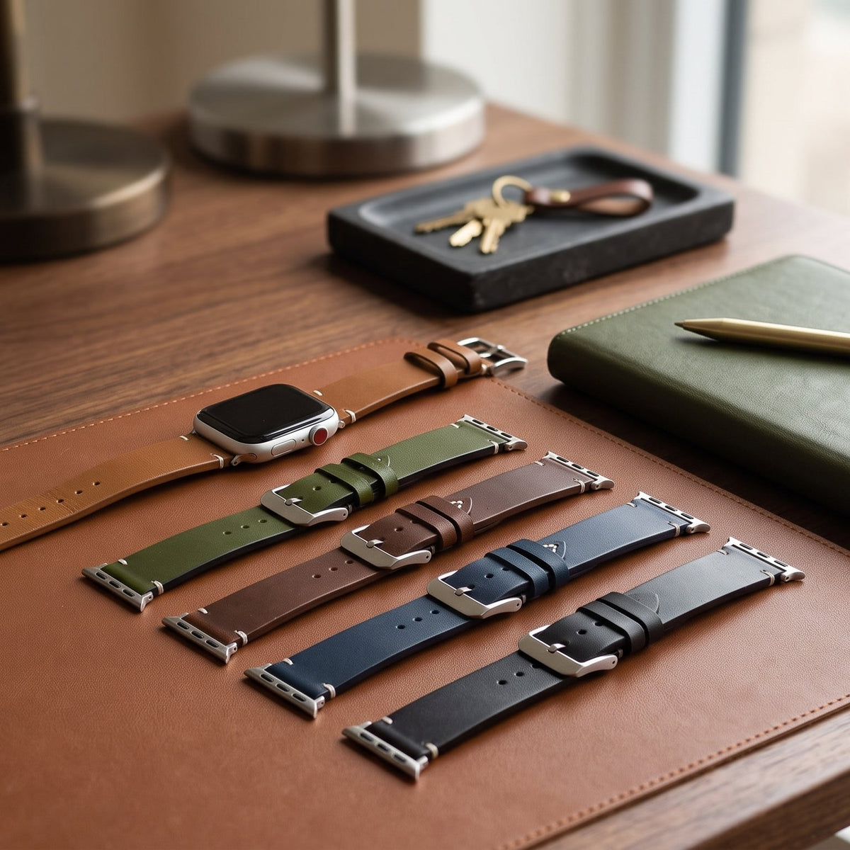 Grünes Lederarmband für Apple Watch Herren