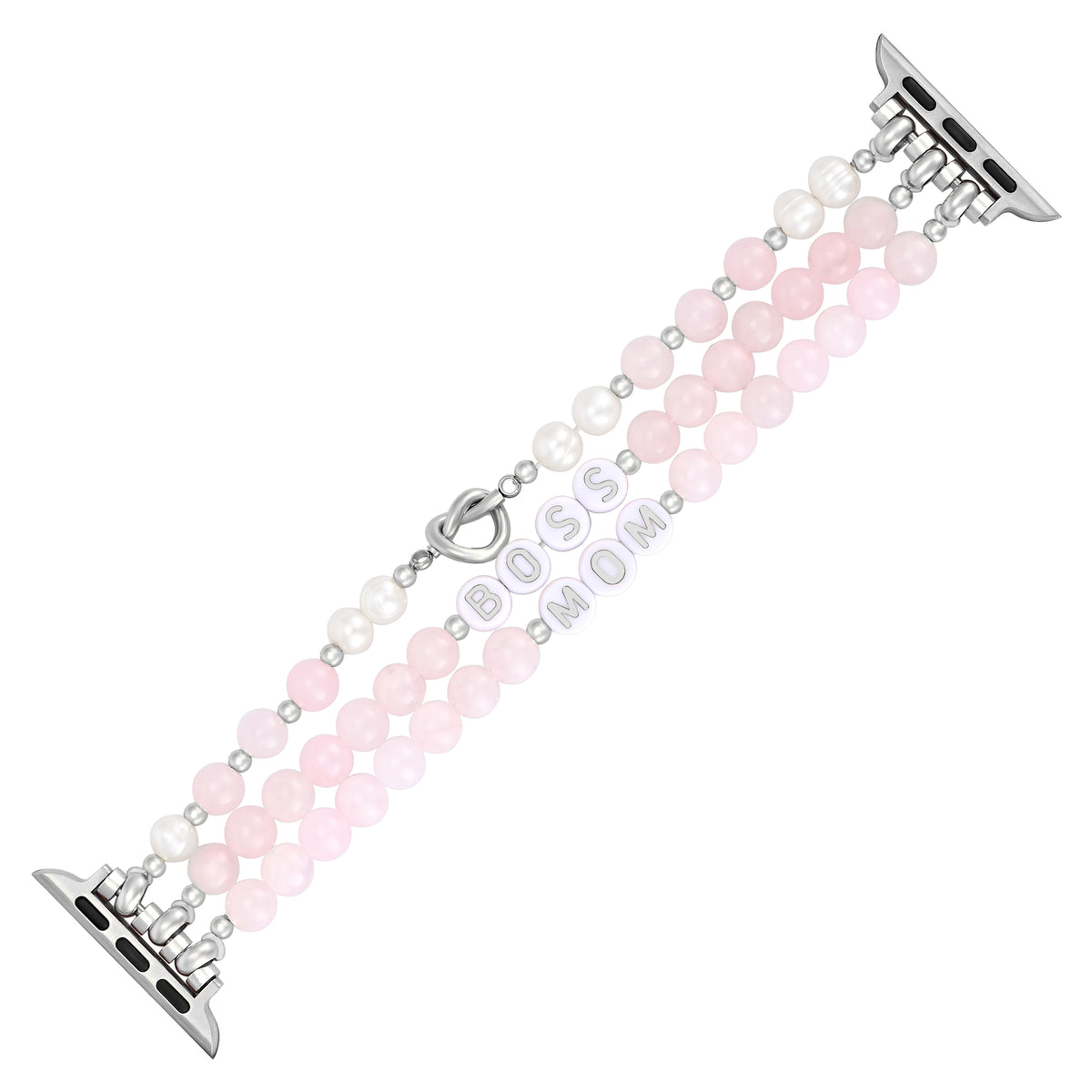 Benutzerdefiniertes Namens-Rosenquarz-Stretch-Apple Watch-Armband