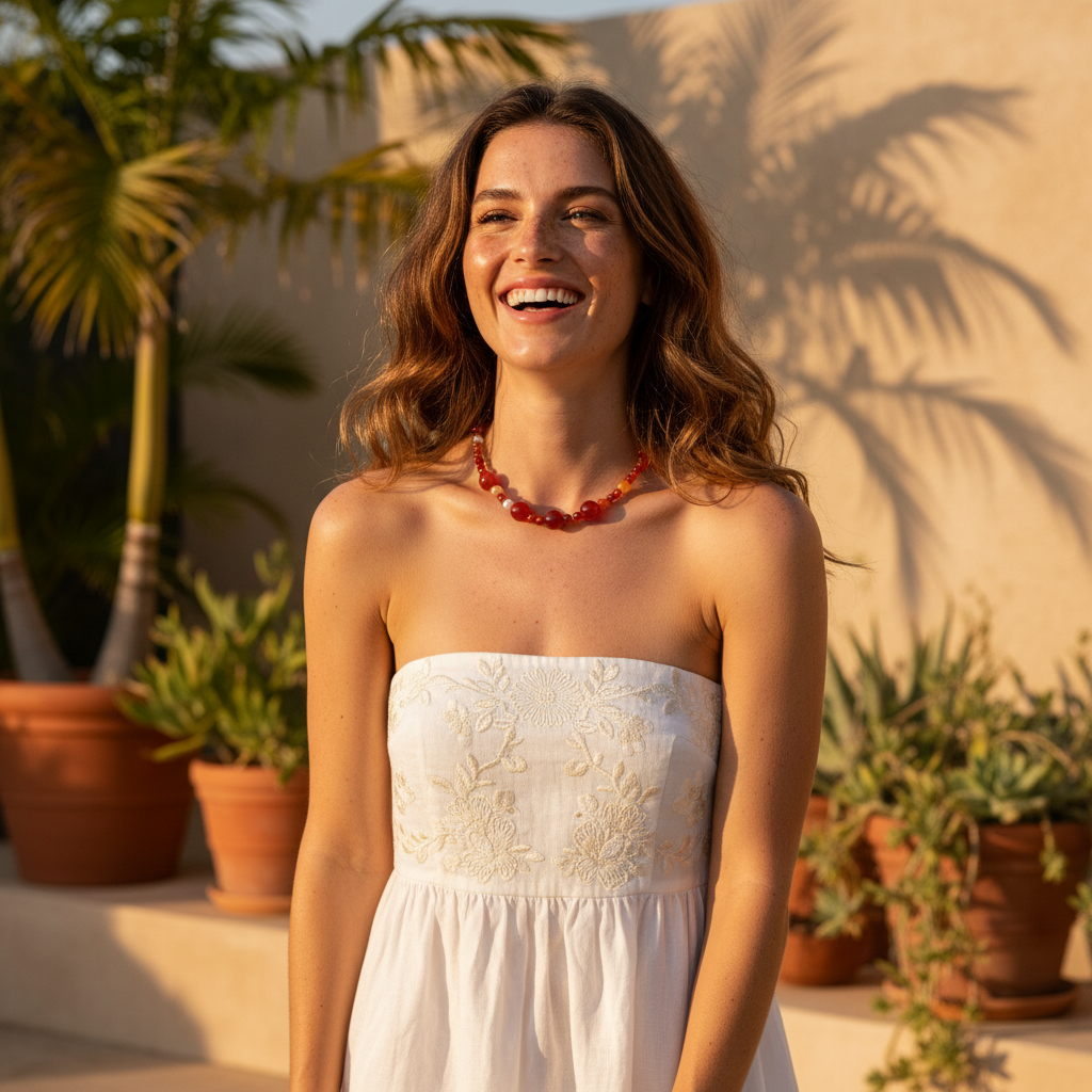 Rote Achat- und Perlen-Harmonie-Halskette