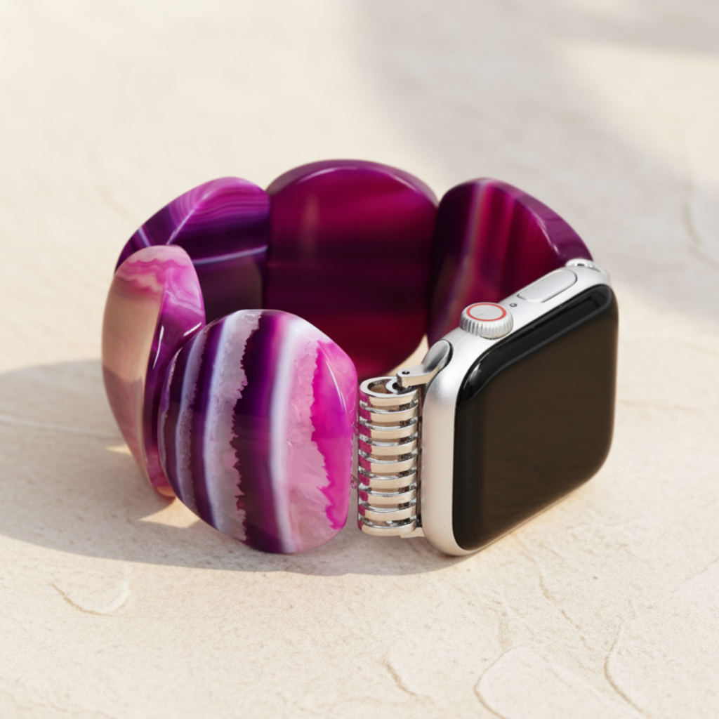 Mystic Pflaume Achat Stretch Apple Watch Armband