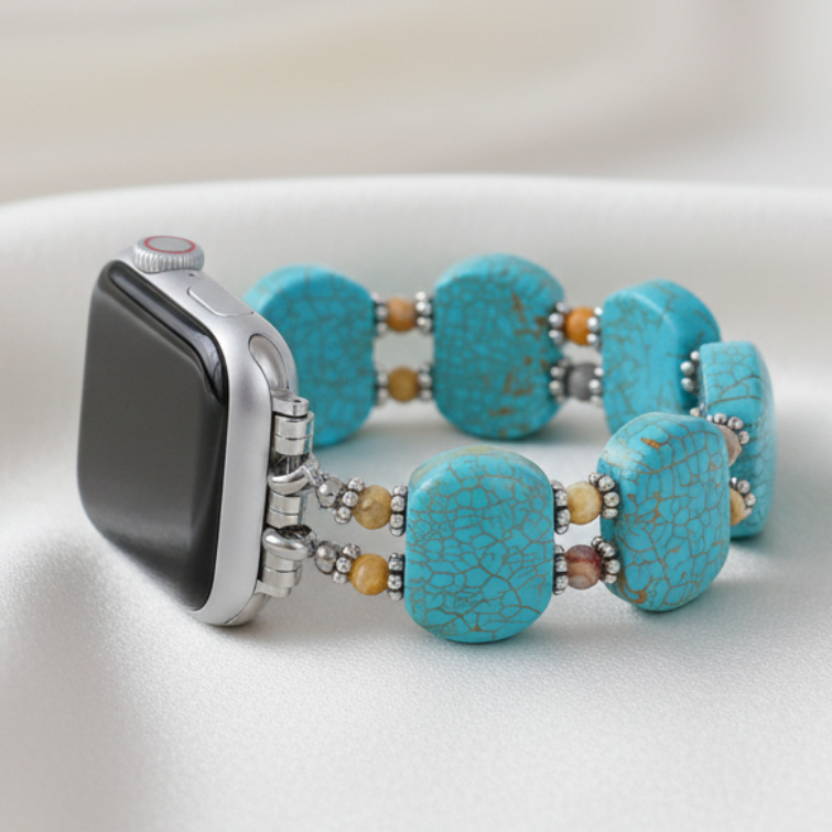 Türkisfarbener Howlith Horizont Dehnbarer Apple Watch Armband