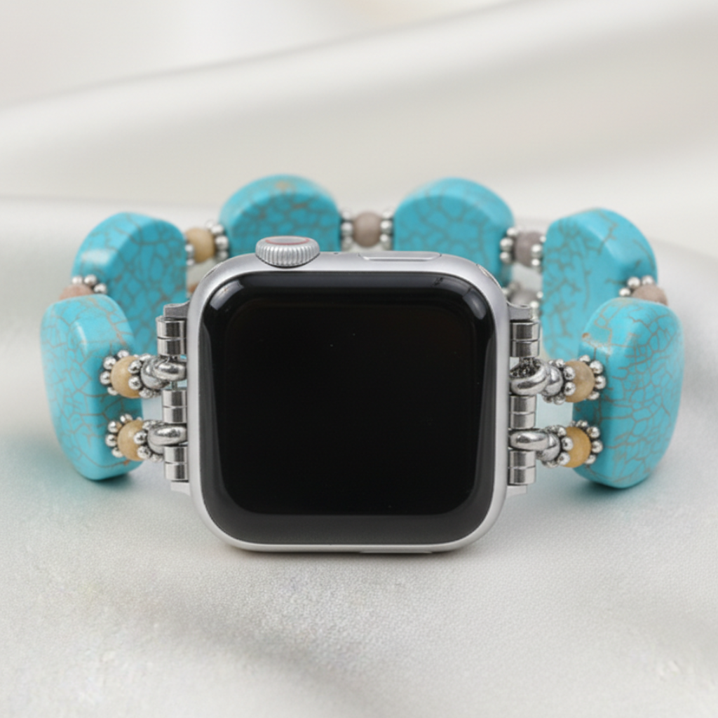 Türkisfarbener Howlith Horizont Dehnbarer Apple Watch Armband