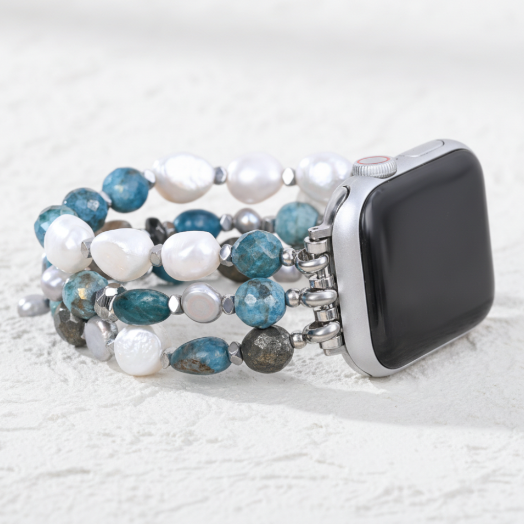Platin-Schwarz Elastisches Apple Watch Armband