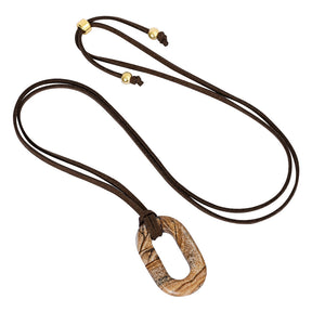 Wildleder Bild Stein Gelassenheit Halskette