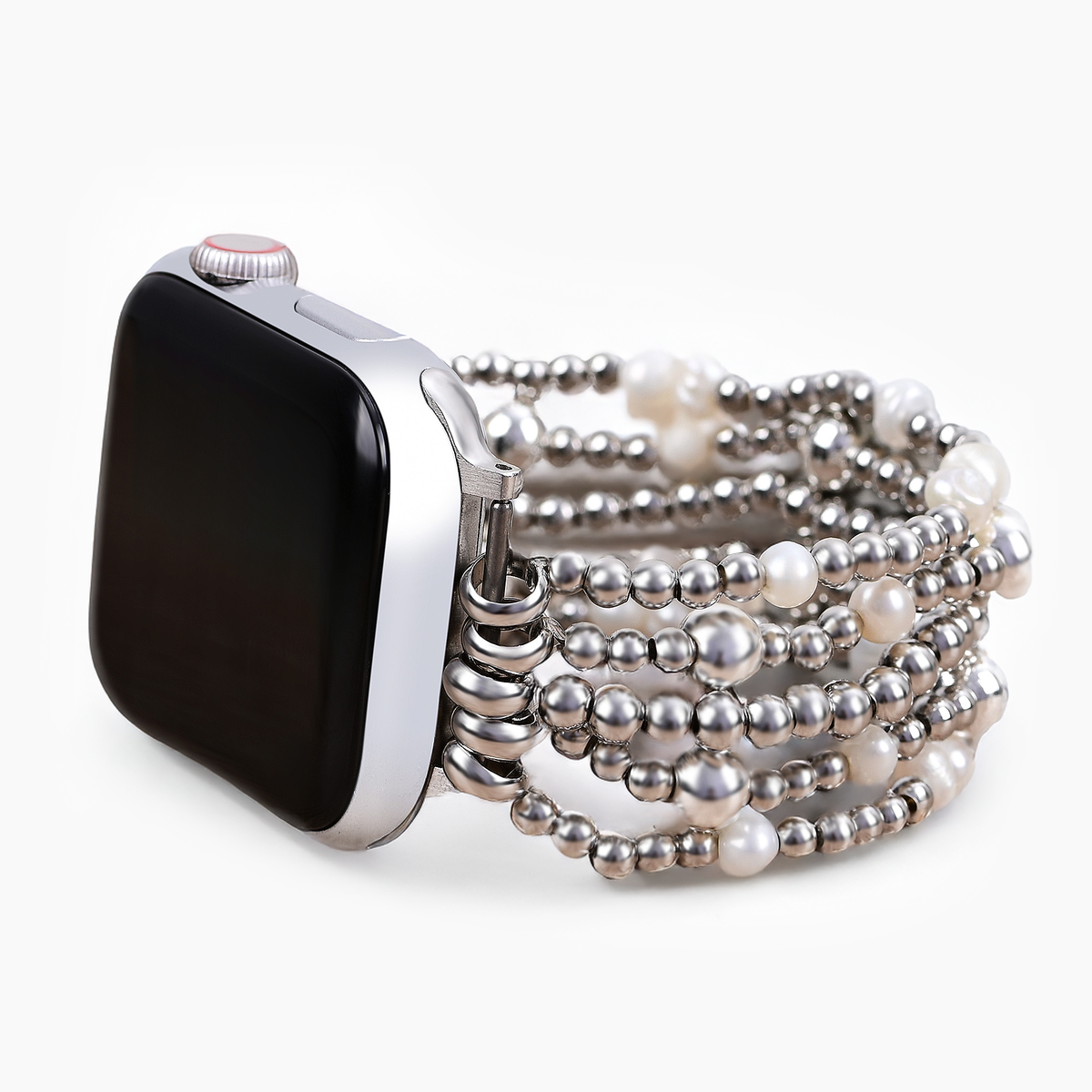 Stretch-Armband Apple Watch in Gold und Perlen