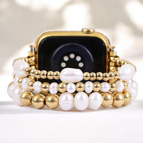 Golden Freshwater Pearl Stretch Apple Watch Armband
