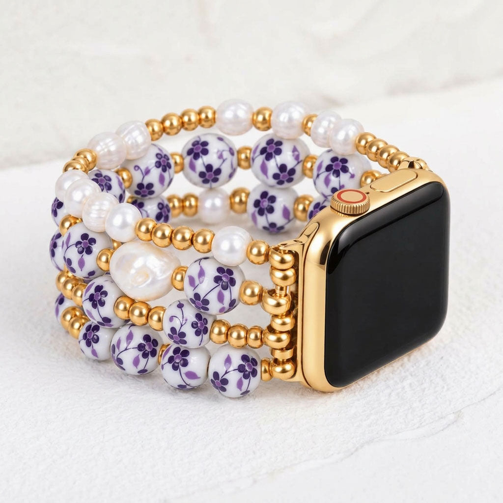 Porcelain-Garten-Veilchenblüten-Armband für die Apple Watch