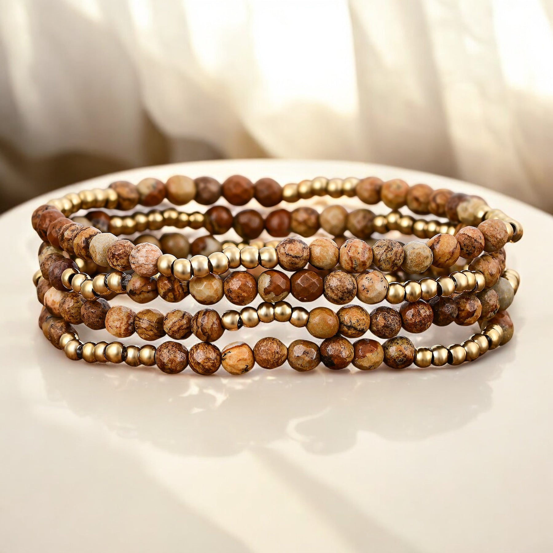 Golden Earth Jasper Armband Set