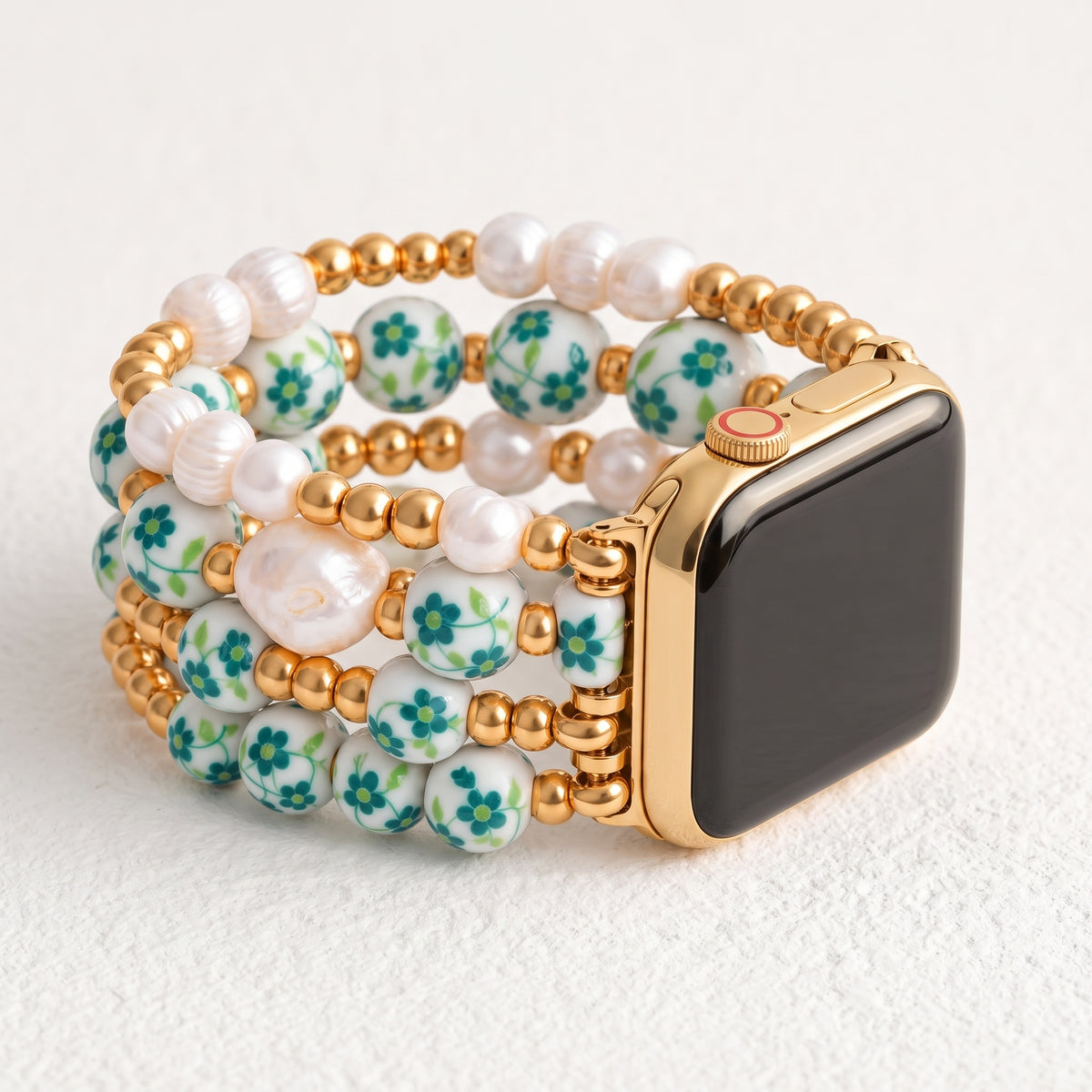 Porcelain-Garten-Smaragdgehölz-Armband für die Apple Watch