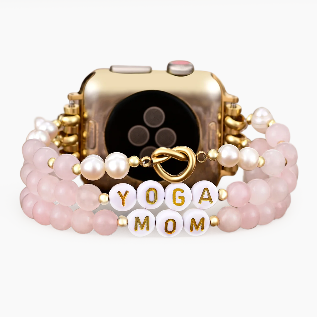 Yoga Mom Rosenquarz Stretch-Armband Apple Watch