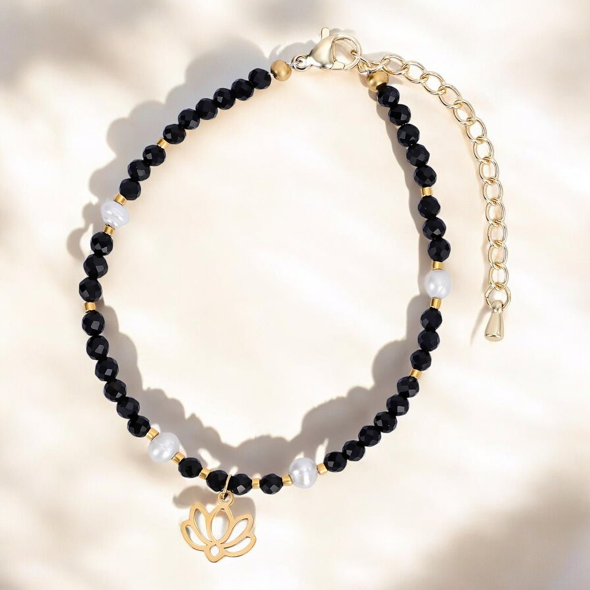 Mitternachts-Achat-Lotus-Armband