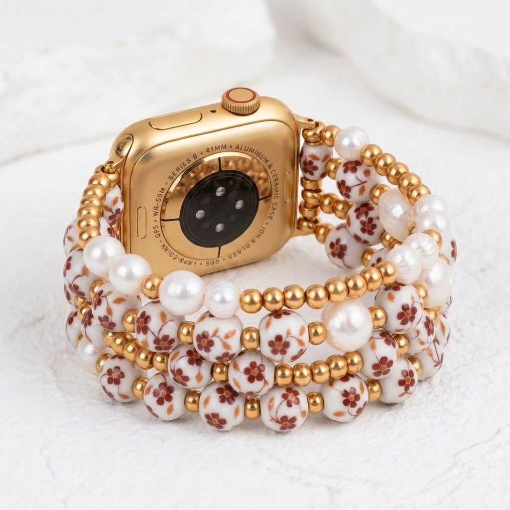 Porcelain-Garten-Herbstblüten-Armband für die Apple Watch