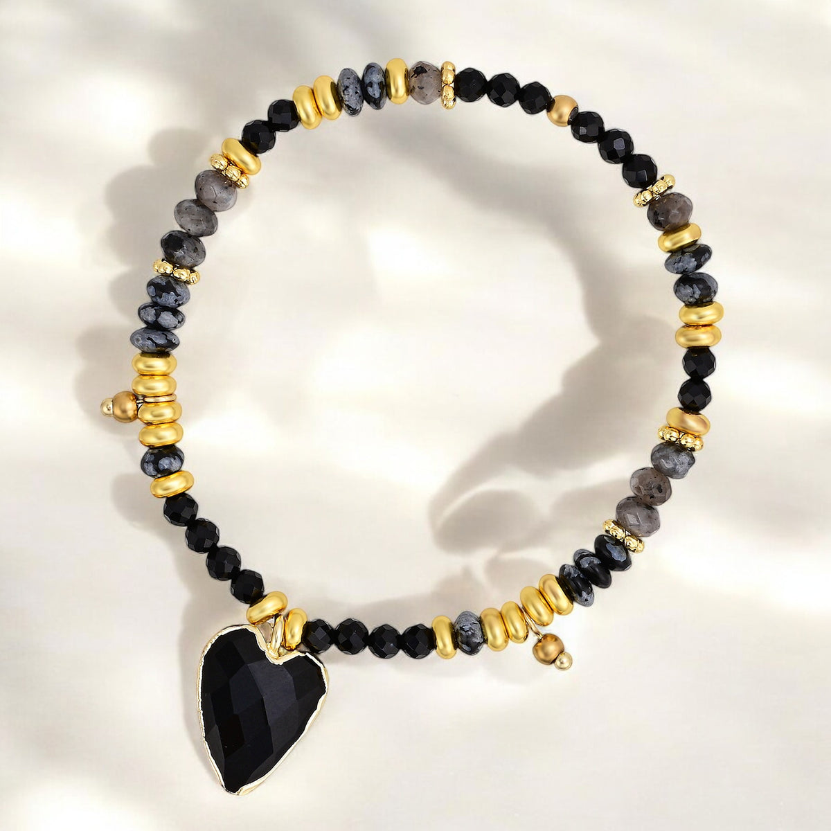 Mitternachts-Achat-Lotus-Armband