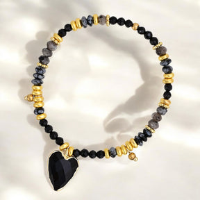 Mitternachts-Achat-Lotus-Armband