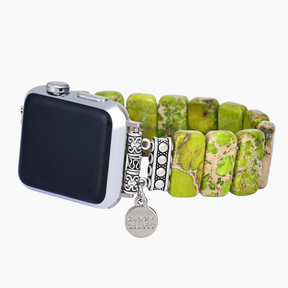 Limettenfarbenes tibetisches Jaspis-Stretch-Apple-Watch-Armband