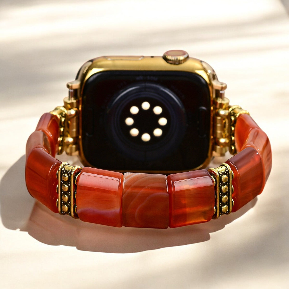 Serene Flame Agate Stretch Apple Watch Armband