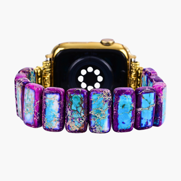 Majestätisches tibetisches Jaspis-Stretcharmband für Apple Watch