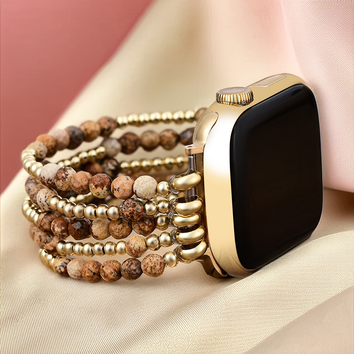 Golden Earth Jasper Stretch Apple Watch Armband