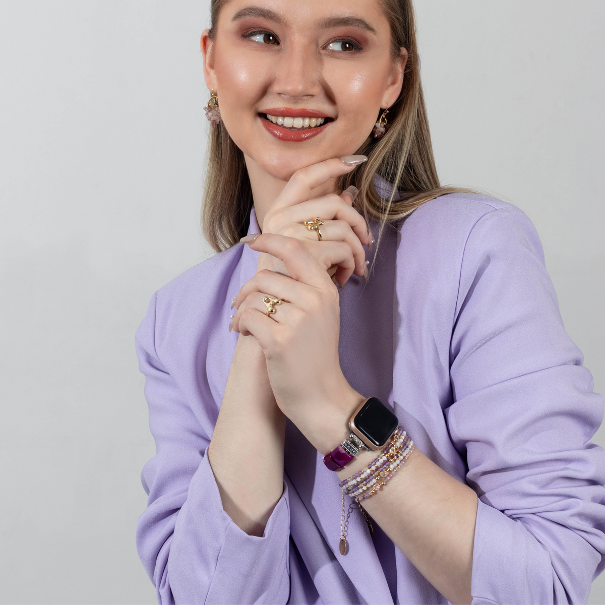 Amethyst Aura Achat Stretch Apple Watch Armband
