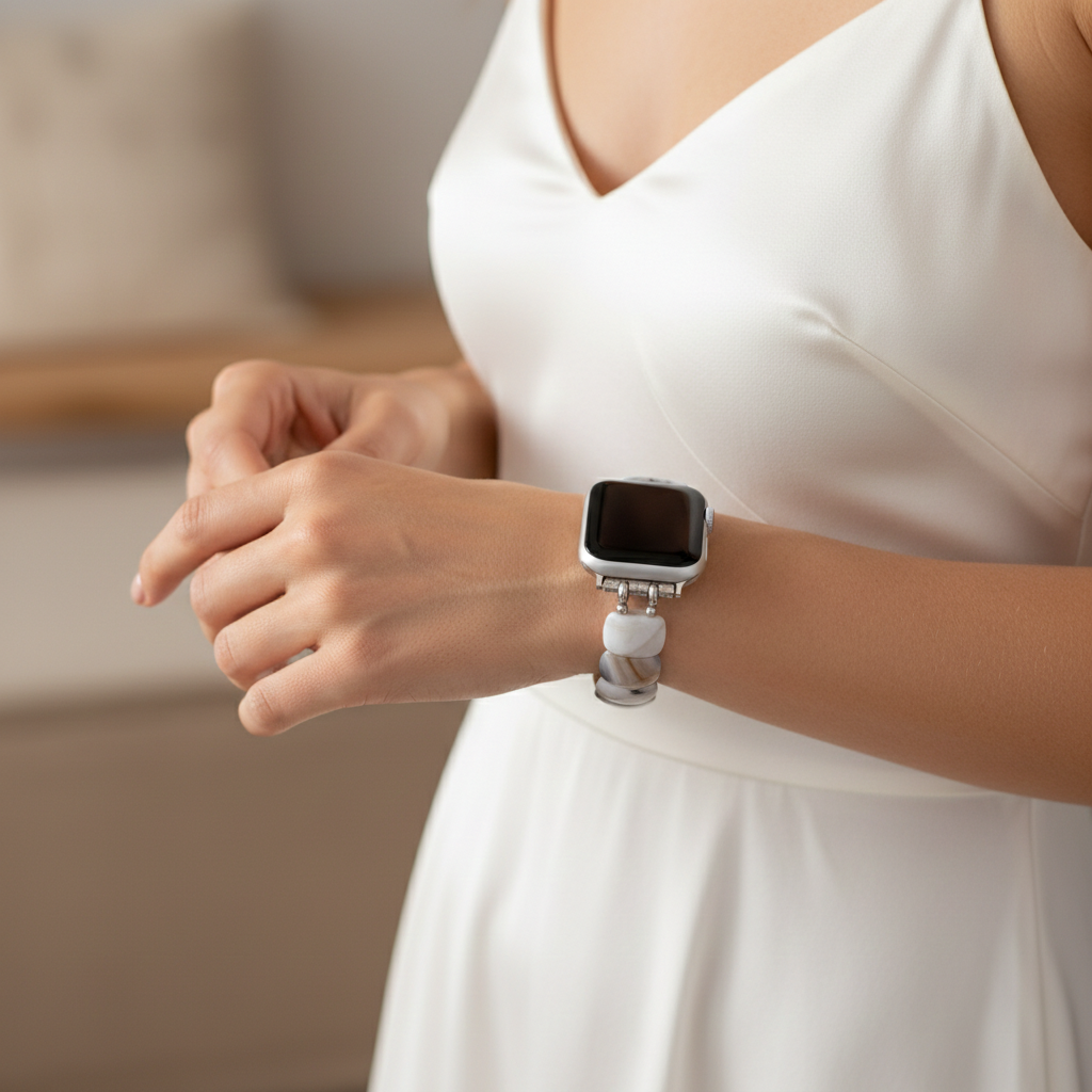 Elfenbein Aura Dehnbares Apple Watch Armband