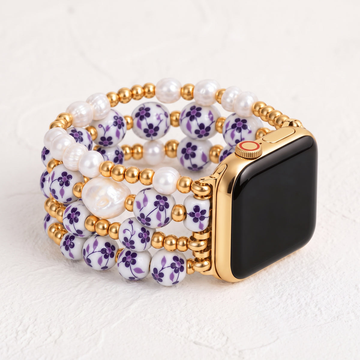 Porcelain-Garten-Veilchenblüten-Armband für die Apple Watch