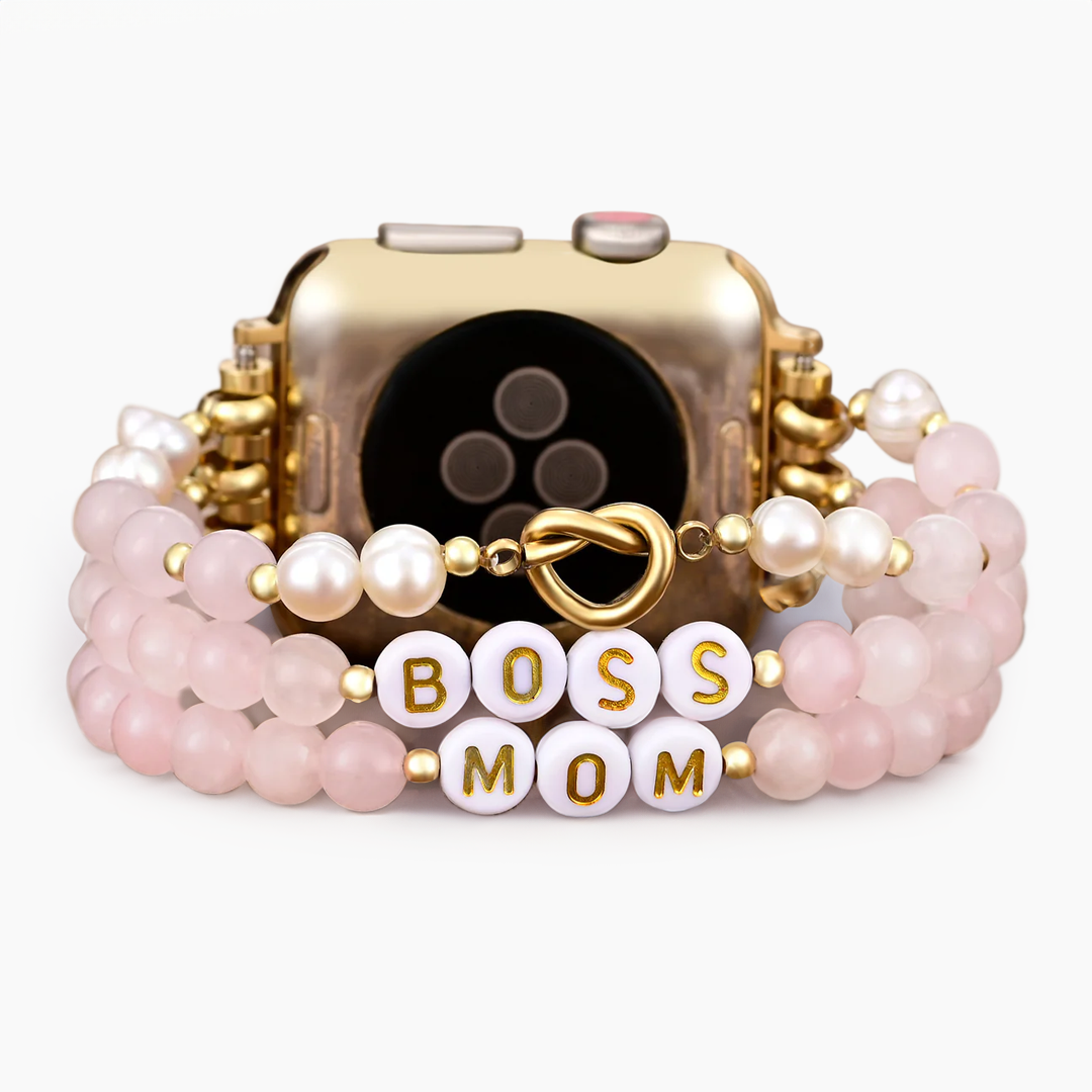 Boss Mom Stretch-Armband Apple Watch in Rosenquarz