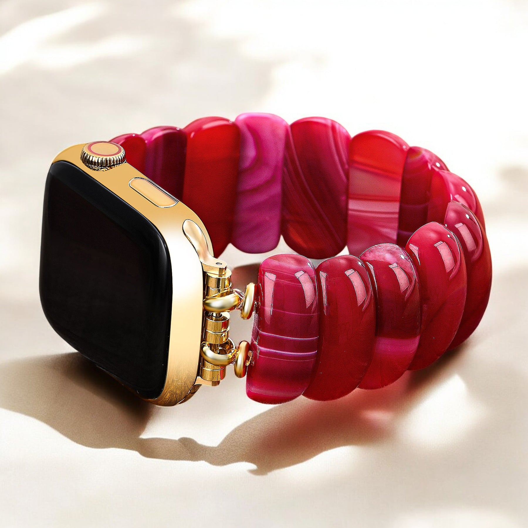 Crimson Mirage Achat Stretch Apple Watch Armband