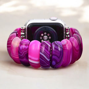 Radiant Orchid Achat Stretch Apple Watch Armband