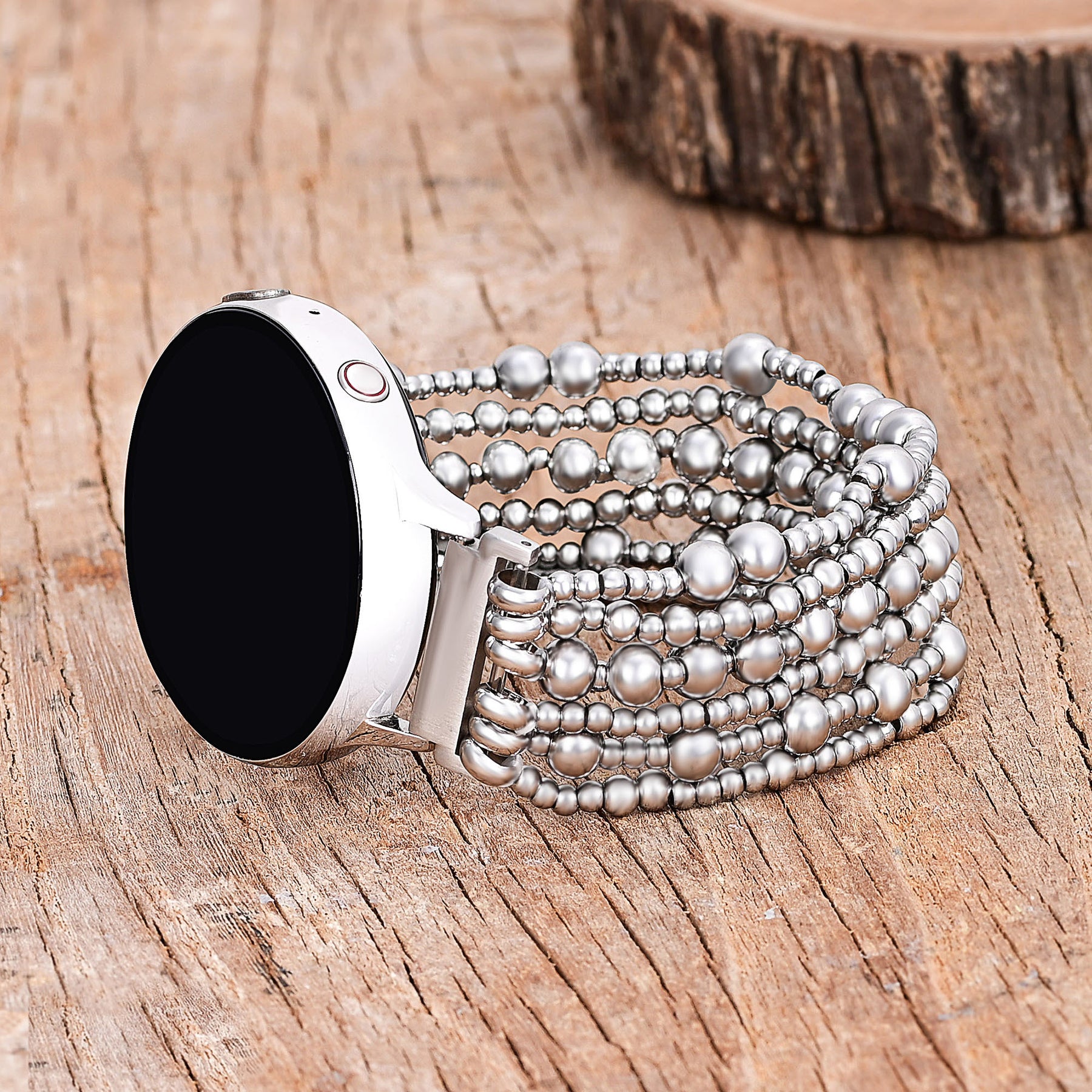Platinum Demure Stretch Apple Watch Armband