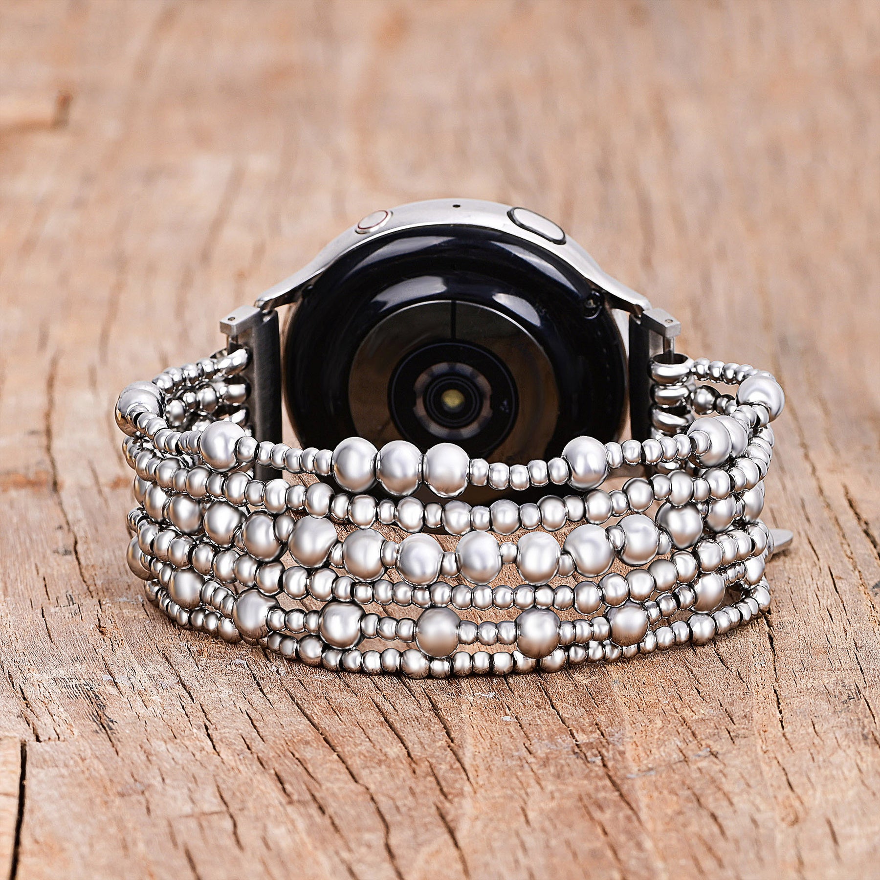 Platinum Demure Stretch Apple Watch Armband