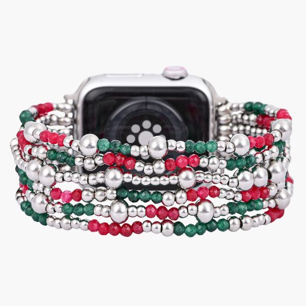 Festliche silberne Eleganz Stretch Apple Watch Armband