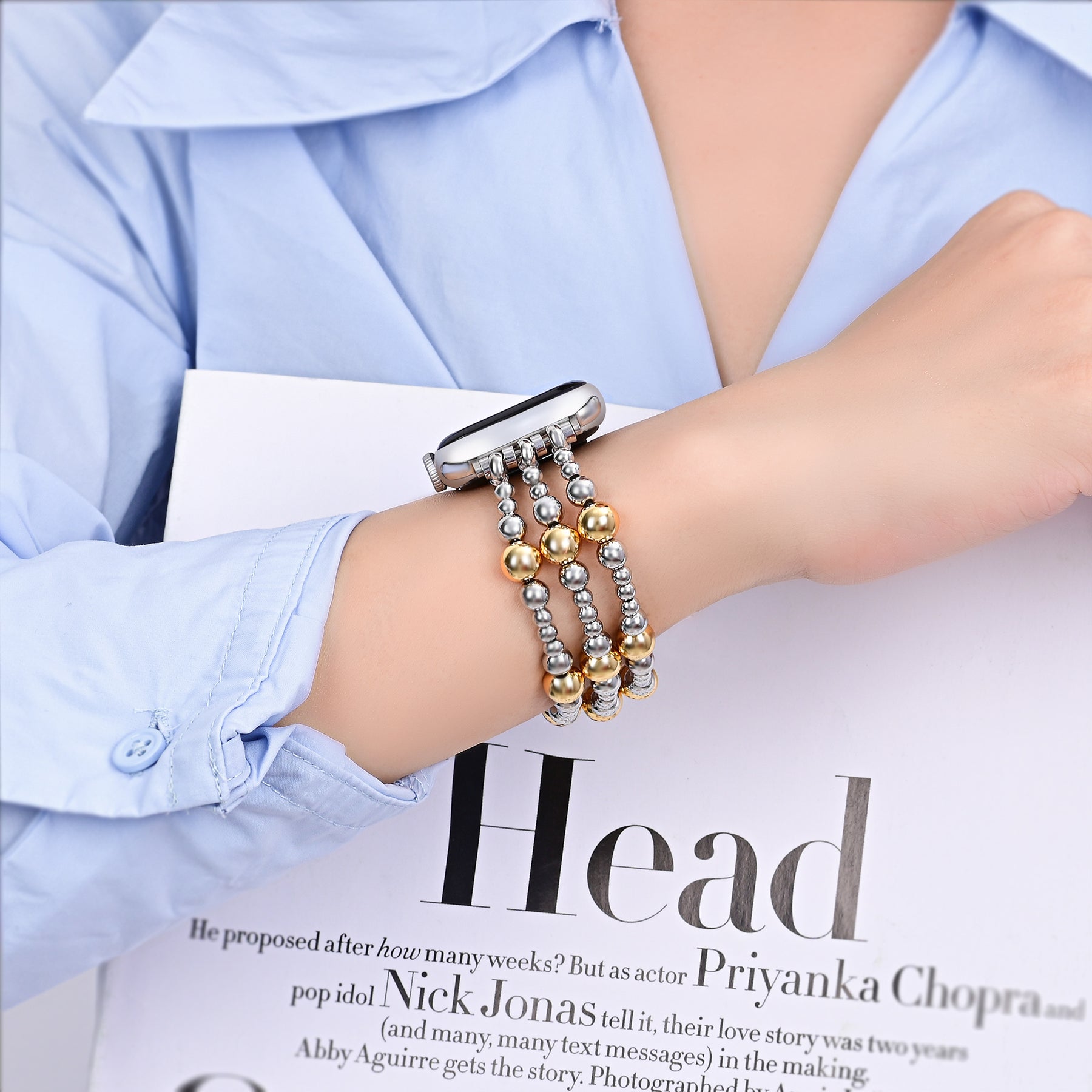 Silver Ember Stretch Apple Watch Armband