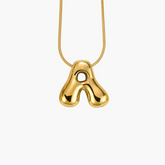 Golden Glow Bubble Letter Initial Halskette