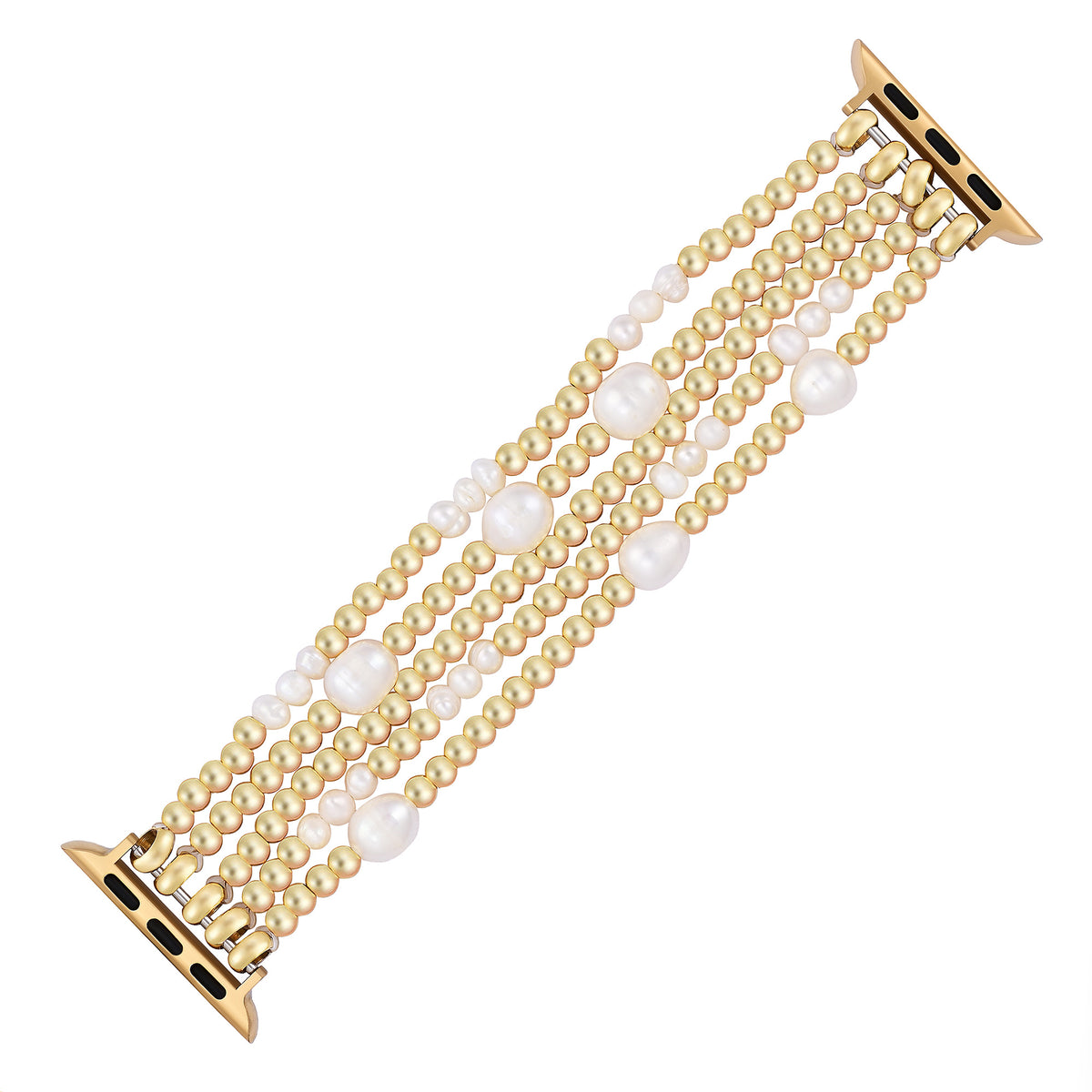 Gold- und Perlen-Stretch-Apple Watch-Armband