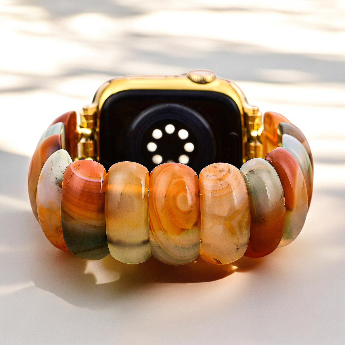 Golden Dusk Achat Stretch Apple Watch Armband