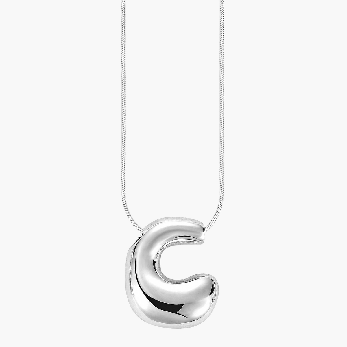 Silberner Glow-Bubble-Letter-Anfangsanhänger