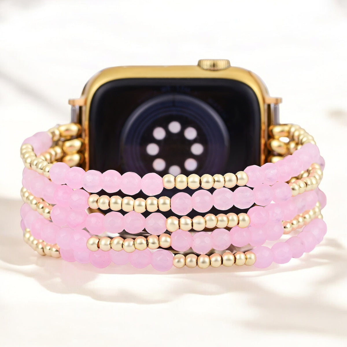 Rosequarz-Strahlkraft Stretch Apple Watch Armband