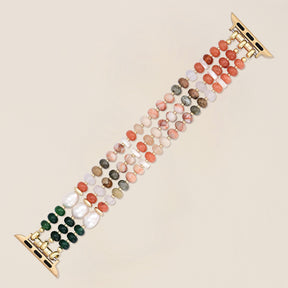 Coral Natural Stone Stretch Apple Watch Armband