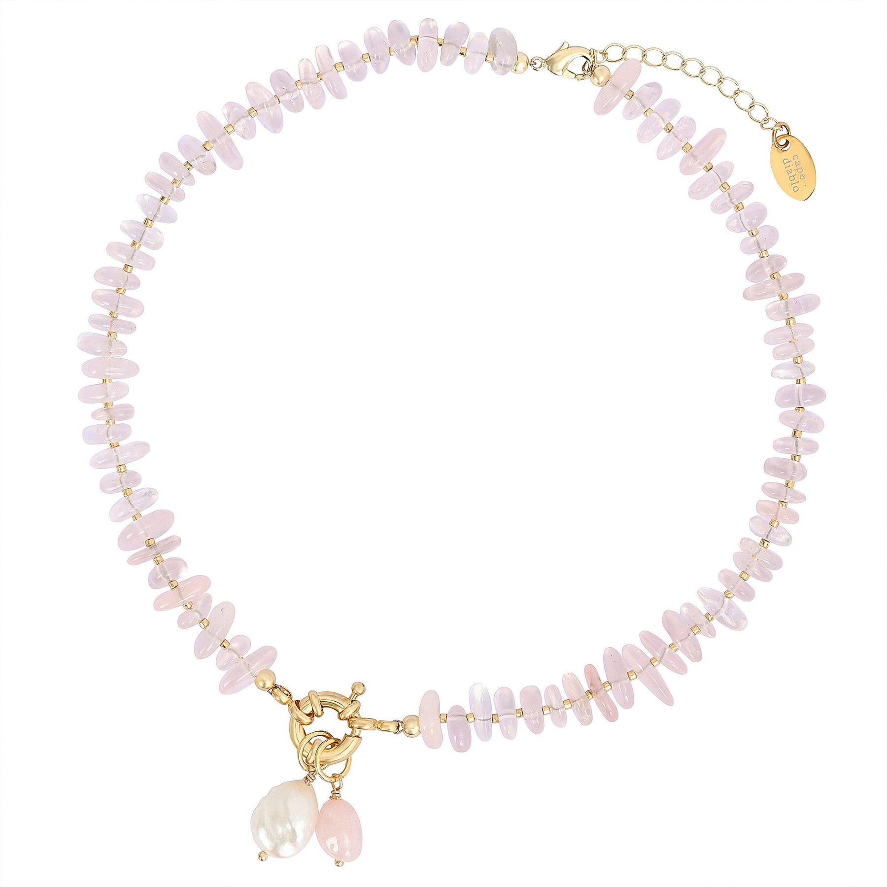 Rosenquarz Charm Halskette